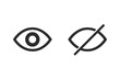 © Elisabeth - Hide and show vector icons with eye symbol. Visibility toggle button for user interface design. View and no view sign. Password visibility icon set on transparent background.