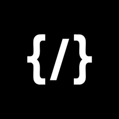 coding symbol curly braces and slash.
