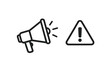 © Dierk - Megaphone with an important message and attention warning sign. Alert notification concept. Breaking news or public announcement with a loudspeaker. Danger, emergency, or safety vector icon.