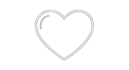 Monochrome heart symbol with glossy effect contour on a plain white backdrop displaying love, affection, tenderness, and minimal design style concept