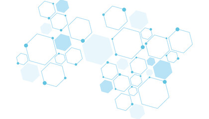 Science network pattern blue Hexagonal abstract background. Big Data Visualization structure elements . Health care and science medical pattern innovation. Template design with concept Dots and lines.