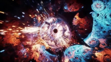 Abstract fractal eye artwork with ornate details and vibrant colors