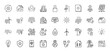© MSTRABEIA - Renewable energy line icon set. Vector pictograms of solar panels, wind turbines, eco homes, sun, lightbulbs, batteries, leaves, and electric plugs, thin linear illustration.