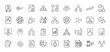 © MSTRABEIA - Business process line icon set. Vector pictograms of organizational charts, gears, documents, checklists, people, and data flow, thin linear illustration.