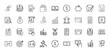 © MSTRABEIA - Finance line icon set. Vector pictograms of coin, wallet, banknotes, piggy bank, financial chart, money bag, bank, credit card, calculator, safe, receipt, mobile, thin linear illustration.