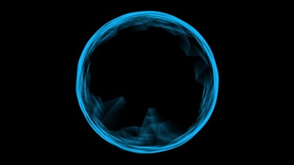 Wall Mural - A ring of soft, liquid-like blue light pulses and shifts on a black background. Seamless loop for science, water, energy, or technology concepts. Isolated with central copy space