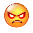 © Yuliana - AI Image A vibrant and menacing emoji face conveying fury with glowing red eyes on a dark background