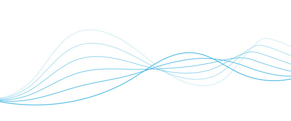 Wall Mural - Vector abstract blue flowing wave lines on white background