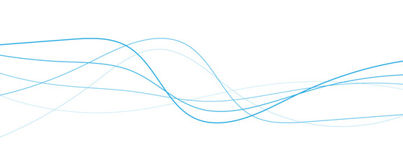 Wall Mural - Vector abstract blue flowing wave lines on white background