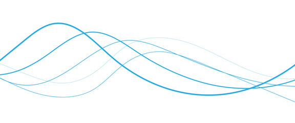 Wall Mural - Vector abstract blue flowing wave lines on white background