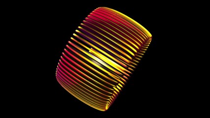 Wall Mural - Abstract 3D Iridescent Cylindrical Forms with Gradient Shine Animation on Dark Black Background