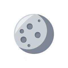 Wall Mural - Cartoon illustration of a full moon with craters in shades of gray, lunar, flat design.