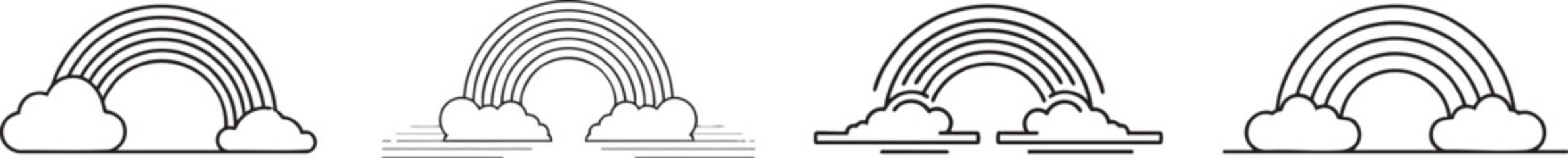 Wall Mural - set of  outline weather icons - rainbow, minimal style