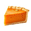 © Heriics - Slice of vibrant orange baked dessert with crust and seed on top
