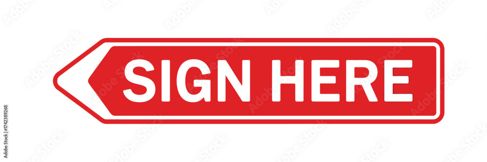 Red arrow sign indicating where to sign Stock Vector | Adobe Stock