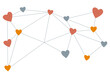 © Itana - Network of hearts connected by lines representing social connections, volunteering, charity for business presentations. Love and relationships for Valentine's Day
