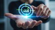 © Mostofa - Man holding a glowing digital target with a financial growth chart inside