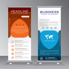 Wall Mural - Abstract shape roll up banner template design for your project, event, business, brochure, flyer, infographics. modern advertising. vertical banner, pull up, standee, stand banner, vector