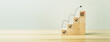 © Sutthiphong - Goal achievement and business success concept with wooden block steps showing checklist icons leading to target dartboard, symbolizing strategy, planning, progress, and successful performance growth