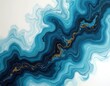 © Pete - Fluid abstract art shows ocean wave. Turquoise blue colors mix with gold accents. Modern artwork mimics marble pattern with liquid effect. Great background for presentations, business cards social