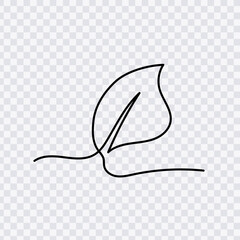 Wall Mural - Leaf hand drawn one continuous line art.Vector illustration