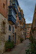 © Tomasz - Narrow Alley with Blue Maltese Balconies and Potted Greenery