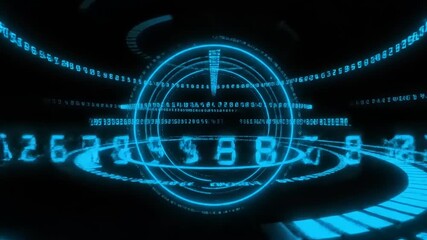 Futuristic HUD Sci-Fi Interface Animation with Digital Data Numbers. 4K Looping Background for Technology