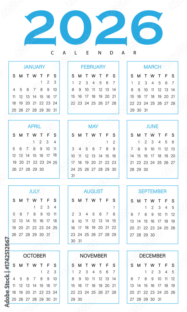 Calendar diagram of 2026 | Modern 2026 calendar design | Vector ...