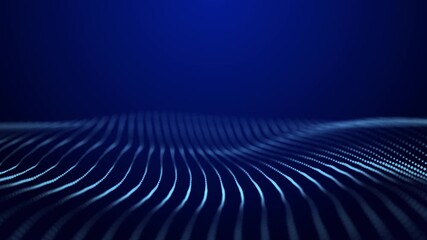 Wall Mural - Abstract blue futuristic background. Technological wave of information data flow. 3D rendering.