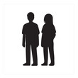 © Md. Nur Ahmad - Simple black silhouette of a young boy and girl standing together. Minimalist vector icon representing childhood, siblings, friendship, and youth on an isolated white background