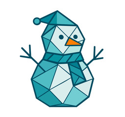 Wall Mural - Snowman illustration composed of polygons