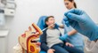 © DesignBuzz - Medical professional performs nasal swab test on a child with a throat anatomy model in the foreground for clarity
