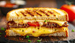 © Bill - Grilled cheese sandwich filled with savory meat and tomato. AI
