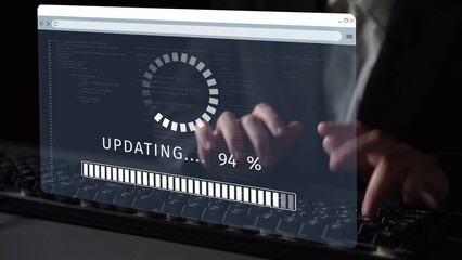 Wall Mural - Knowledge upgrade and software update, digital skills improvement, competitive advantage, continuous learning, and staying up to date with latest technology and software trends. Muxer
