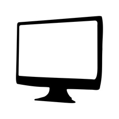 Black silhouette of a computer monitor with a blank white screen