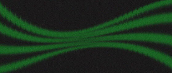 Wall Mural - Green abstract wave lines flow smoothly across a dark background. Futuristic digital energy design with glowing motion and symmetry. Ideal for tech themes, art, and wallpapers.
