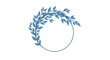 © RafaelC - A circular wreath of delicate blue leaves frames empty space.