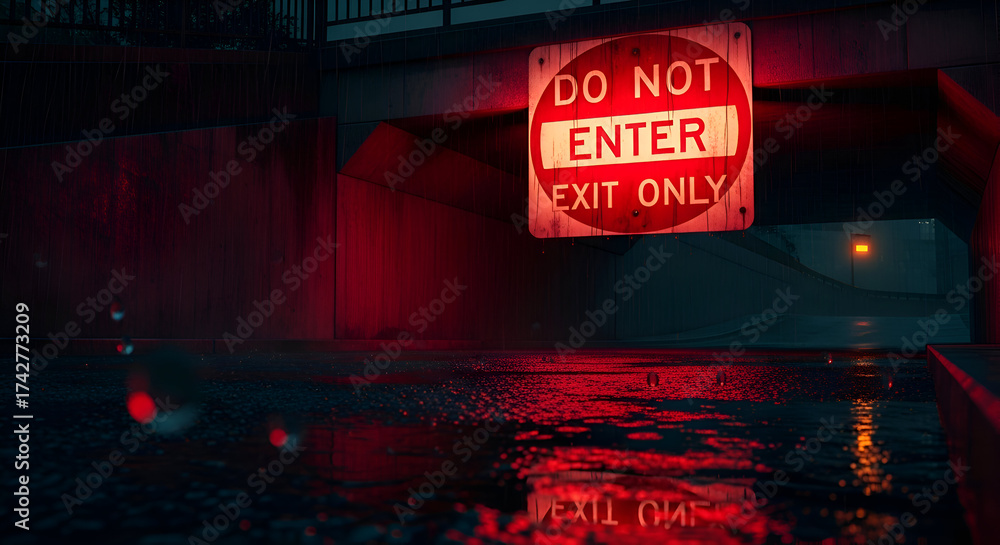 Red Illuminated Signage Advising Entry Restriction Underneath of the ...