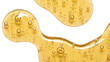 © Anna - Drops yellow transparent cosmetic gel or serum with bubbles texture background. Liquid hyaluronic acid emulsion swatch on transparent background.
