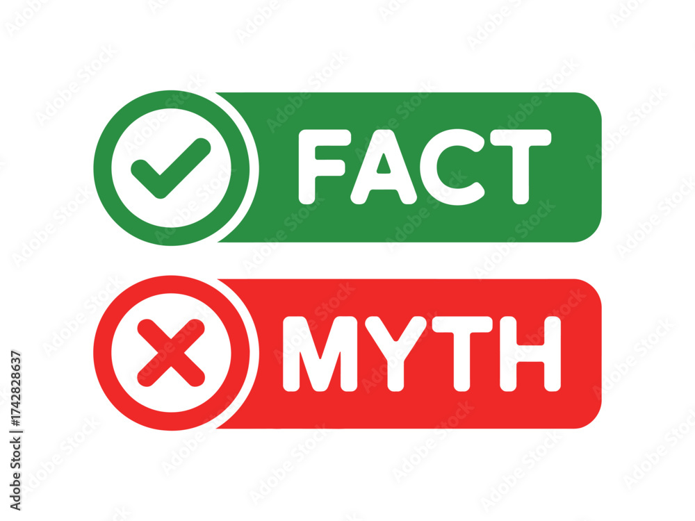 Vector art of fact and myth labels in green and red Stock Vector ...