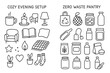 © ZubVector - Cozy evening setup and zero waste pantry icons collection