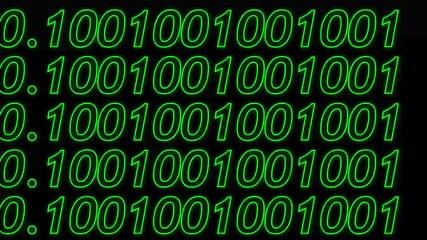 Loopable: Sharp binary digital code abstract background with randomly changing zeros and ones.zeros and ones isolated on black.4k