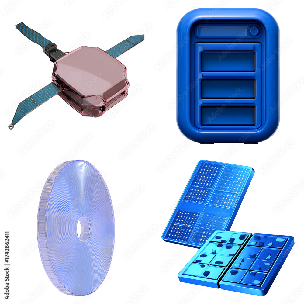 Modern Components List Modern electronic components and devices displayed in a collage of ...