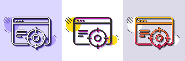 Wall Mural - Seo line icon. Halftone dotted pattern. Gradient icon with grain shadow. Web targeting sign. Traffic management symbol. Line seo targeting icon. Various designs. Vector