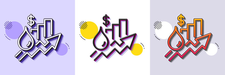 Wall Mural - Rise price line icon. Halftone dotted pattern. Gradient icon with grain shadow. Petrol excise duty sign. Tax rate symbol. Line rise price icon. Various designs. Vector
