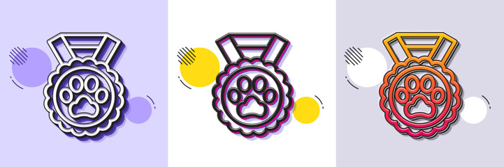 Wall Mural - Dog competition line icon. Halftone dotted pattern. Gradient icon with grain shadow. Pets award sign. Champion winner prize symbol. Line dog competition icon. Various designs. Vector