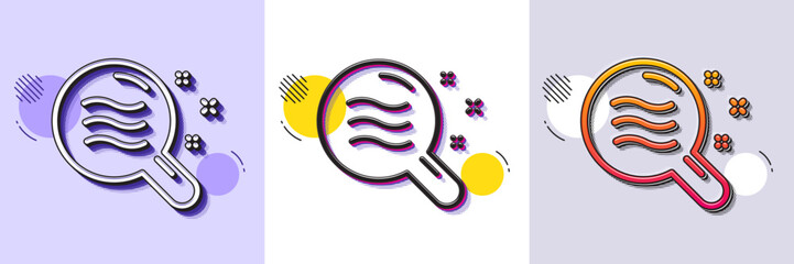 Wall Mural - Skin condition line icon. Halftone dotted pattern. Gradient icon with grain shadow. Search magnifier sign. Line skin condition icon. Various designs. Vector