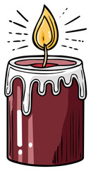 Wall Mural - Glowing Maroon Candle with Dripping Wax Accent Illuminating Soft Light