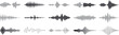 © MstRowshona - black and gray sound wave vector set, digital audio waveform collection, abstract voice frequency pattern, modern equalizer pulse design illustration