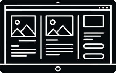 Tablet displaying website design layout with images and text content modern responsive ui ux vector